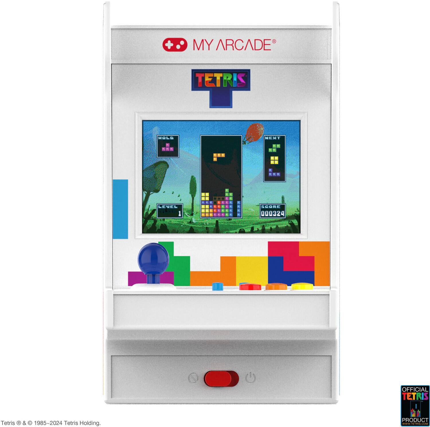 MY ARCADE  
TETRIS  

HOLD  
LEVEL 1  

NEXT  

SCORE  
000324  

Tetris © & © 1985-2024 Tetris Holding.  

OFFICIAL TETRIS PRODUCT