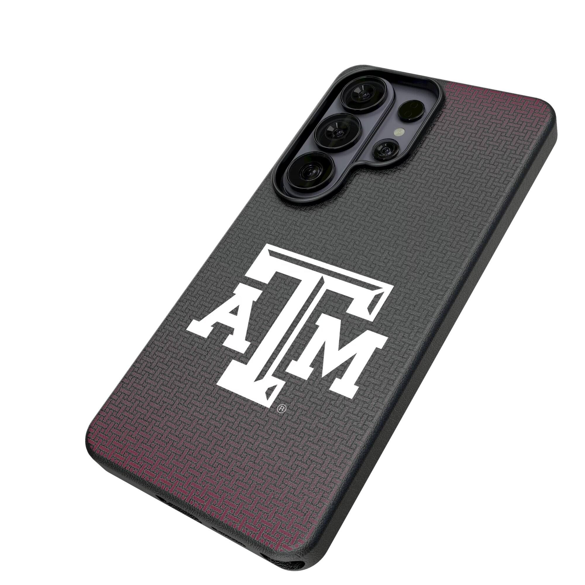 Alt View 1. Keyscaper - Texas A&M Aggies Linen Galaxy Magnetic Bump Case - S24 Plus - Black.