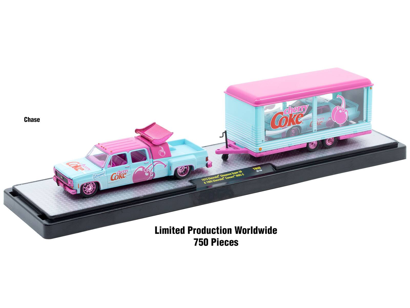 Chase  
Limited Production Worldwide  
750 Pieces  

1973 "Cherry Coke" Camper  
1:64 Scale  
1973 "Cherry Coke" Camper