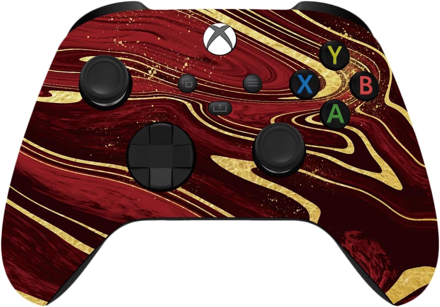 Front. ProControllers - Custom Wireless Controller for Xbox Series X|S, Xbox One, & PC - Red & Gold Swirl.