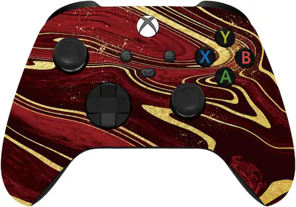 Front. ProControllers - Custom Wireless Controller for Xbox Series X|S, Xbox One, & PC - Red & Gold Swirl.