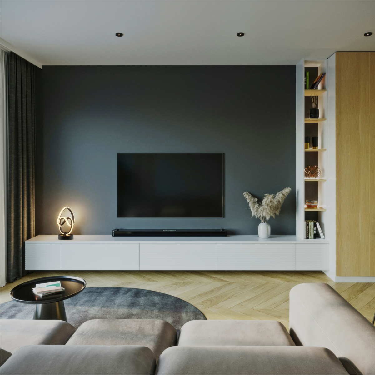 Alt View 2. Infibrite - Abstract Art 12W LED Table Lamp 11 Inch, 3000K Warm Light, Touch Control, Integrated LED - White.