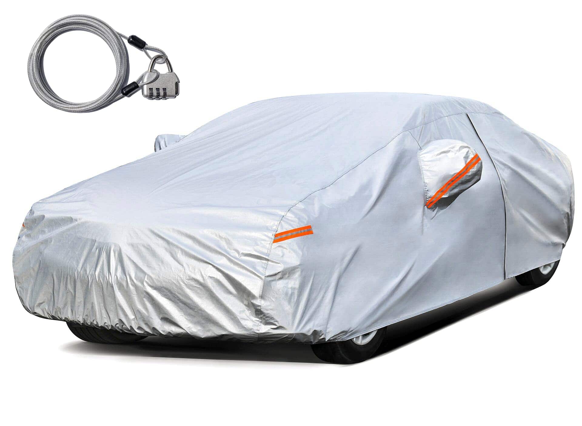 Dazzling Pops - Suv Car Cover Waterproof All Weather Lock Zipper Sun Uv Rain Protection Outdoor 191 H6 - Silver H2 Fit Sedan, Length (176 to 185 Inch）