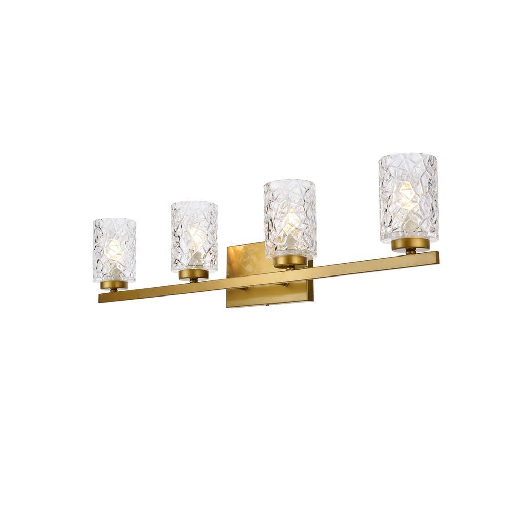 Alt View 1. Living District - Cassie 4 lights bath sconce in brass with clear shade - Brass And Clear Shade.