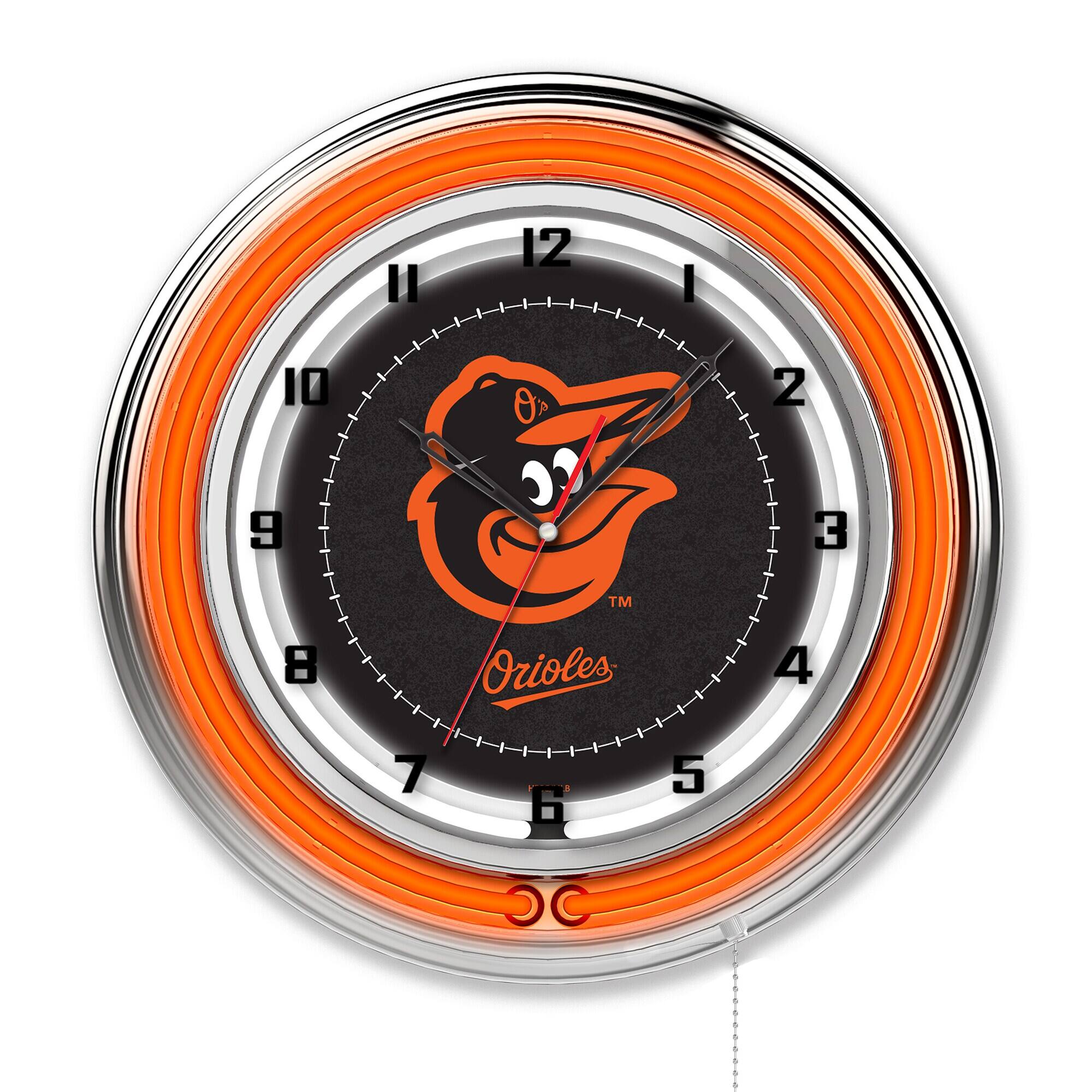 Holland Bar Stool Co. - Baltimore Orioles 19" Double Neon Wall Clock - Multicolor