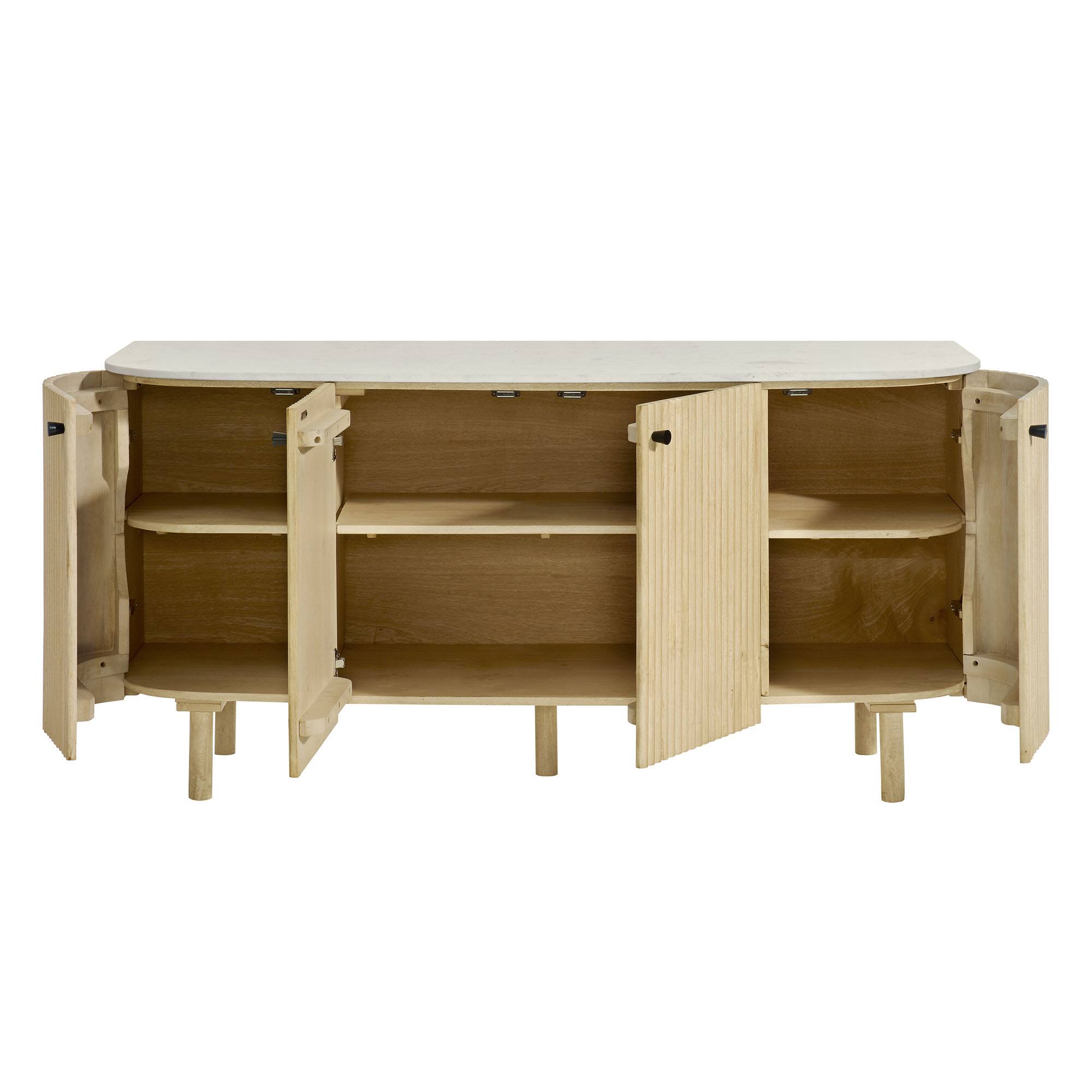 Alt View 5. Modway - Caldera 60" Curved Solid Wood and Marble Sideboard Storage Cabinet by Modway - Natural.