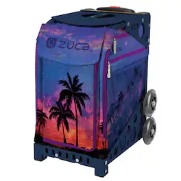 Zuca - Island Life Palm Trees Sport Bag & Frame (Navy) w/ Flashing Wheels - Blue