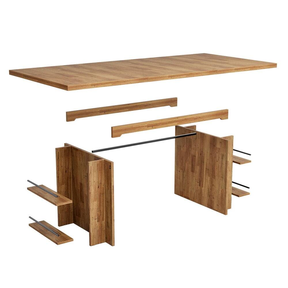 Left. Kadyn - Kadyn Study Writing Desk, Computer Desk,63" Executive Desk, Large Wood Computer Writing Table with Storage,Brown - Brown.