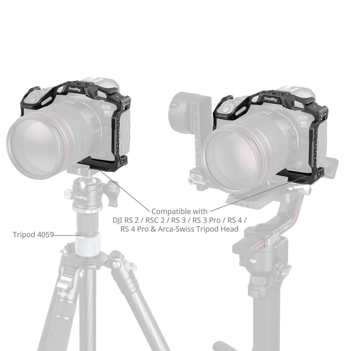 SmallRig EOS R5 M 2 Tripod 4059 SmallRig Compatible with DJI RS 2 / RSC 2 / RS 3 / RS 3 Pro / RS 4 / RS 4 Pro & Arca-Swiss Tripod Head