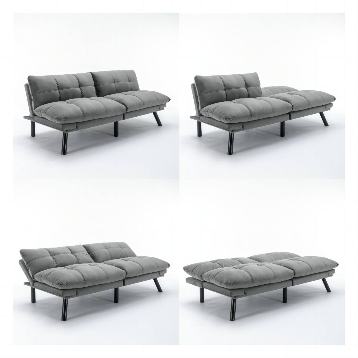Left. Tiramisubest - Convertible Foldable Modern Sofa Bed,Futon Lazy Sofa Bed,Comfy Small Couch for Living Room and Bedroom,Light Grey - LIGHT GREY.