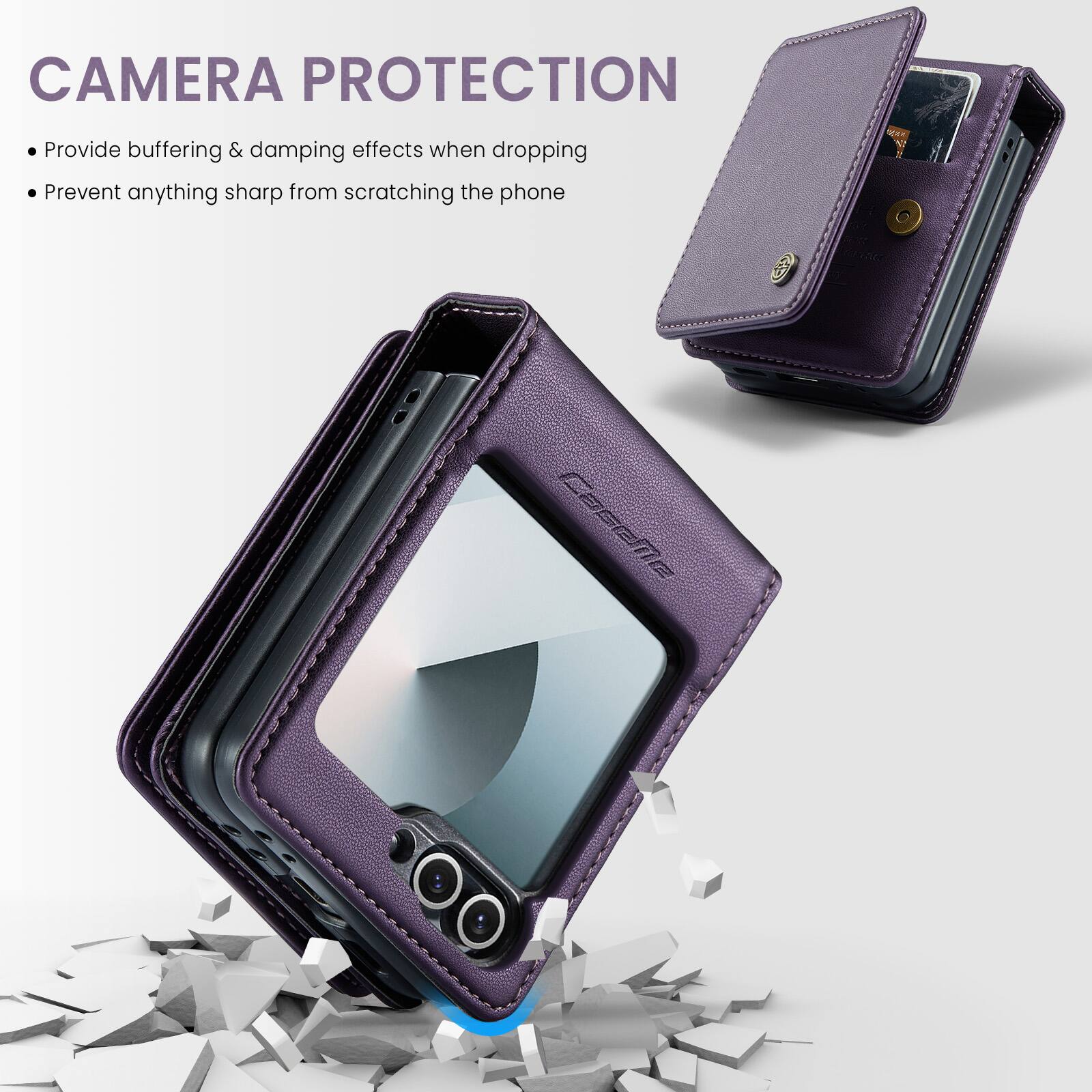CAMERA PROTECTION

- Provide buffering & damping effects when dropping
- Prevent anything sharp from scratching the phone