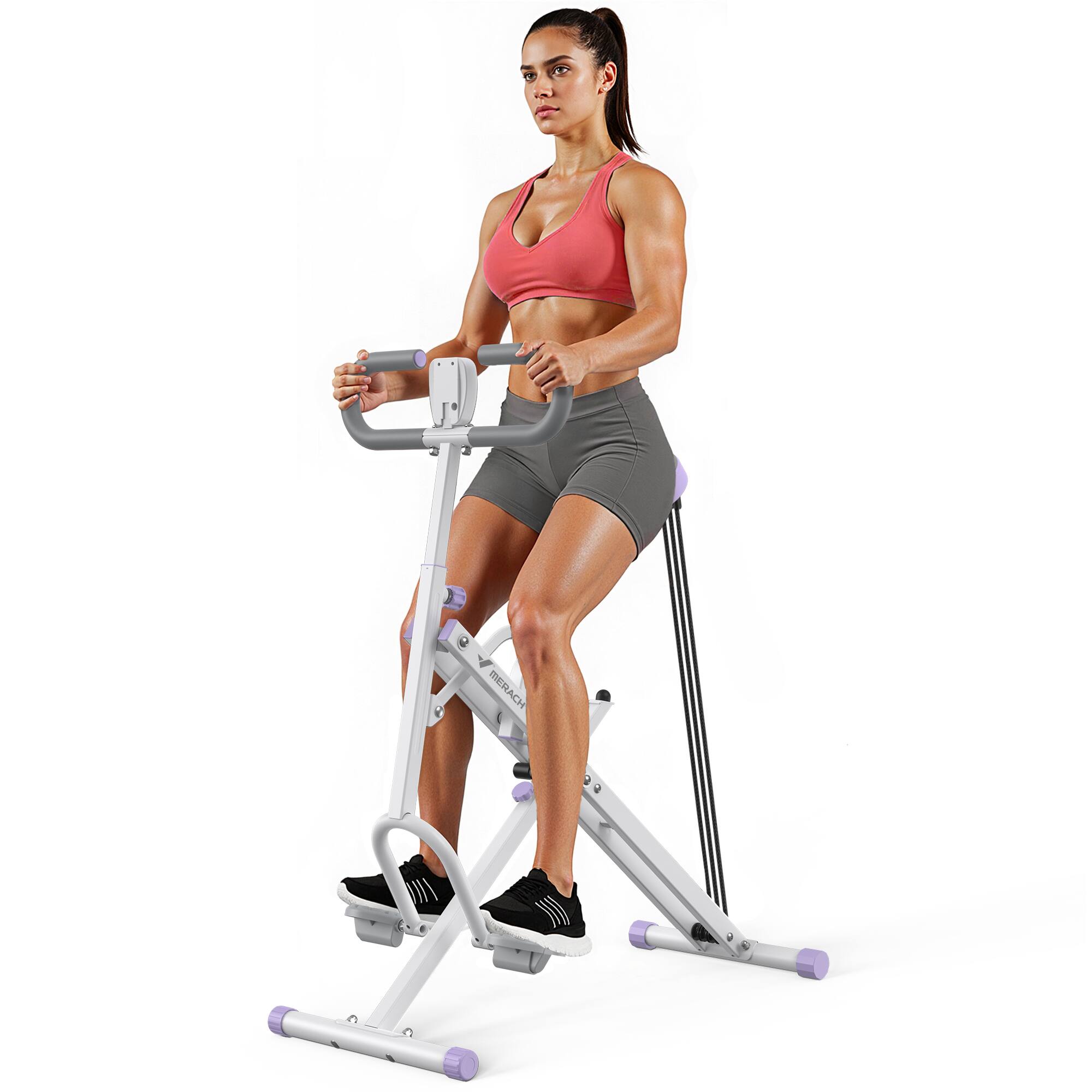 Front. MERACH - MERACH Squat Assist Trainer Foldable Squat Rider Machine for Glutes and Quads with 3 Tension Bands - Purple.