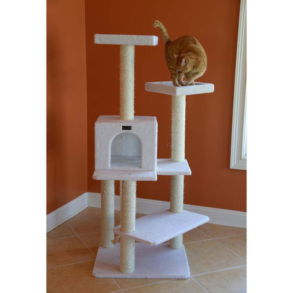 Alt View 4. Armarkat - Ivory 57 High Real Wood Cat Tree Fleece Covered Cat Climber - Beige.