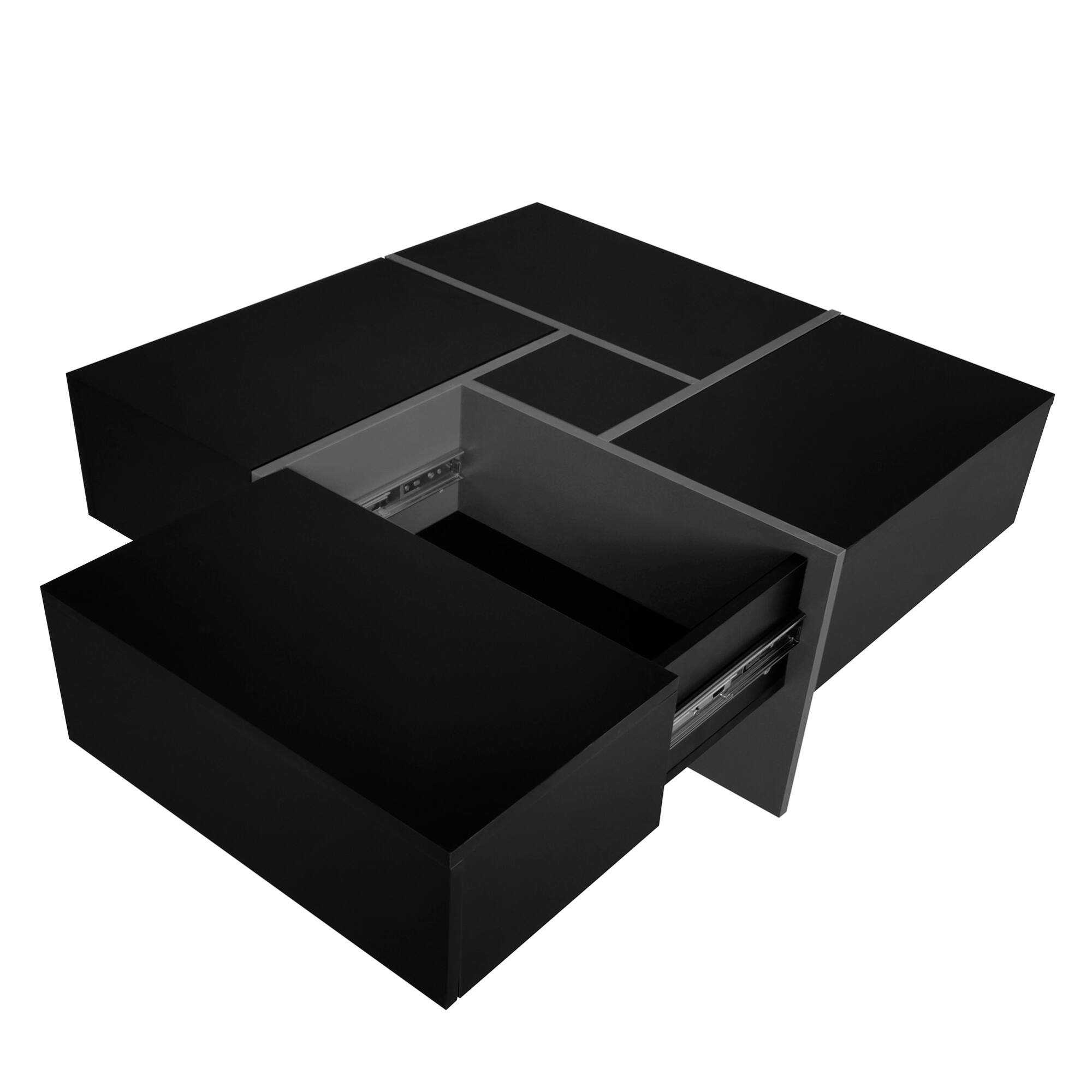 Alt View 8. GOODSILO - Modern Extendable Square Coffee Table with Hidden Storage Compartments and Sliding Tabletop for Living Room - Black.