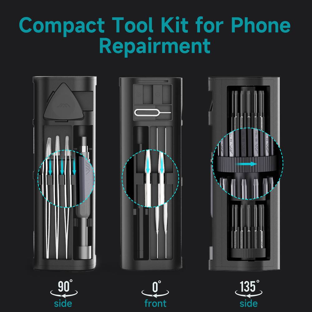 Compact Tool Kit for Phone Repairment

90° side  
0° front  
135° side