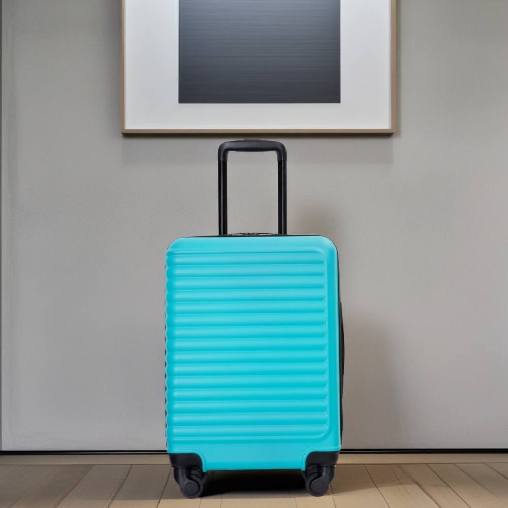 Angle. BreeBe - Lightweight 20' Carry-On Luggage Suitcase with Spinner Wheels, ABS Material - Turquoise.