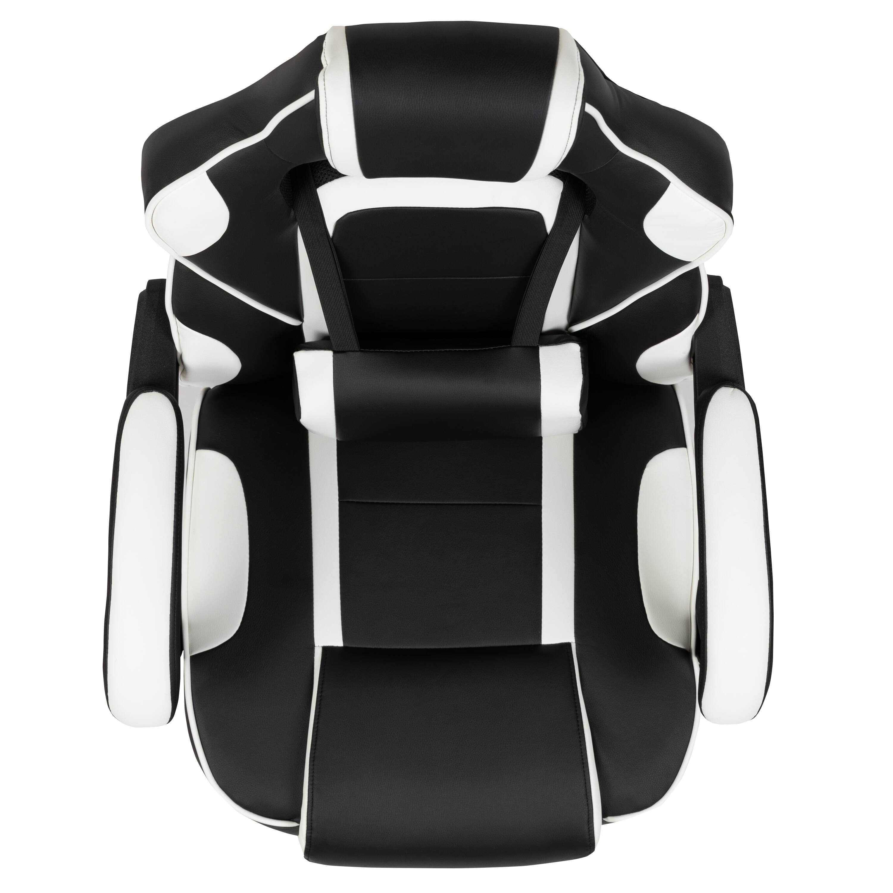 Alt View 9. Emma + Oliver - Ergonomic Gaming Chair -Recline Back/Arms, Footrest, Massaging Lumbar - Black with White Trim.