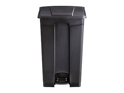 Front. Safco - Safco Indoor Step Trash Can, Black Plastic, 23 Gal. (9923BL) - Black.