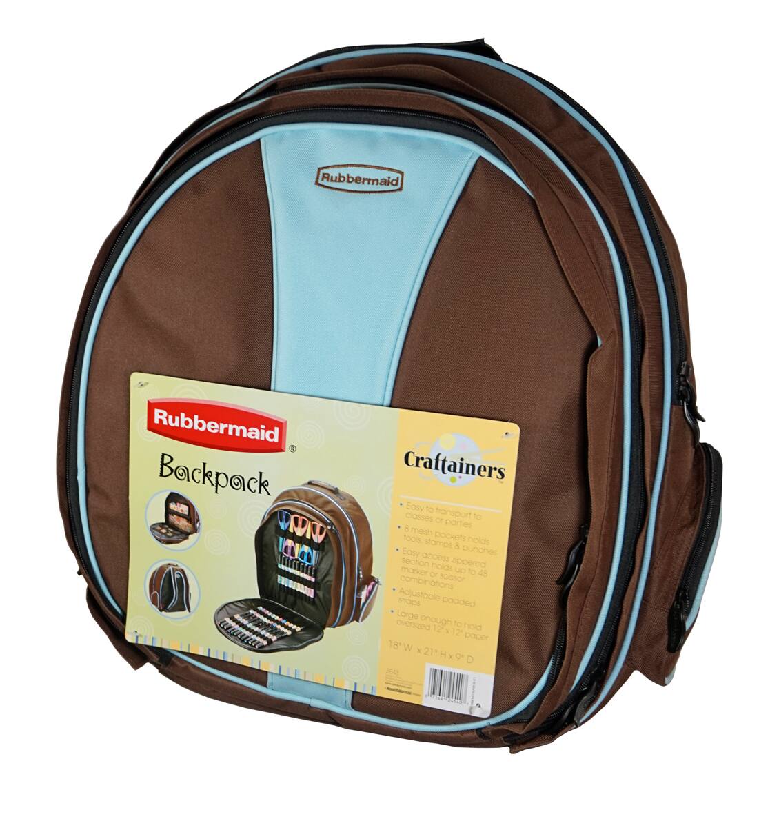 Rubbermaid Backpack

Craftainers

- Easy to transport to classes or parties
- Mesh pockets hold tools & punches
- Easy access to pockets & punches
- Section holds up to 45 combinations
- Adjustable padded straps
- Large enough to hold 12x12 paper
- 18" W x 21" H x 9" D