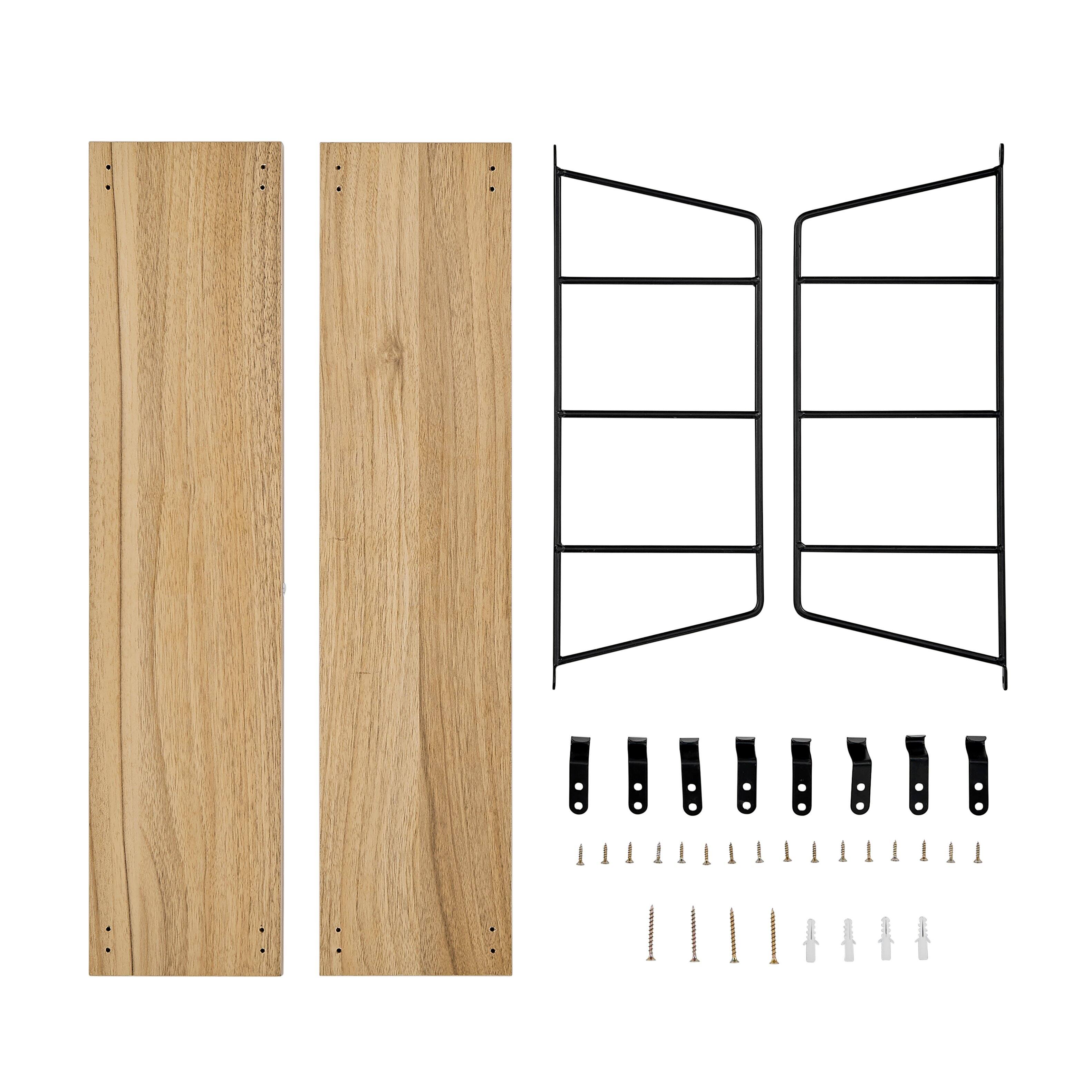 Alt View 7. Danya B - Severini Floating Bracket Farmhouse Two-Tier Wall Shelf - Black/Chestnut - Chestnut.