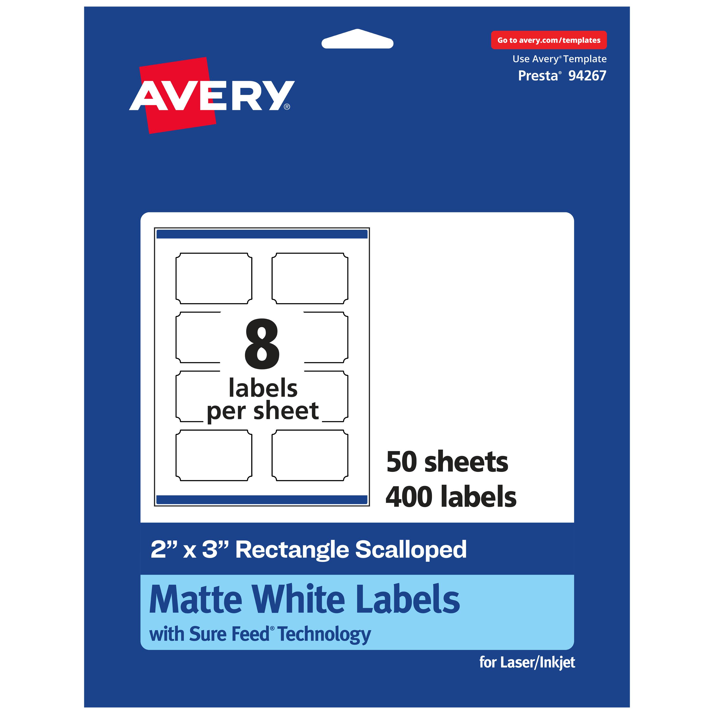 "Avery - Scalloped Rectangle Labels, 2"" x 3"", 400 Labels - White" price history on PriceWatchPro