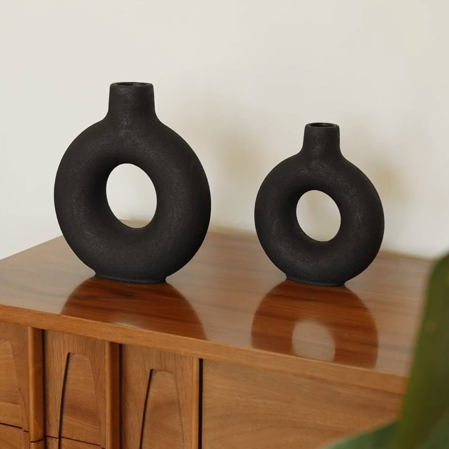 Alt View 5. Maven Lane - Villa Moda Oona Decorative Modern Ring Vase, Large, Black.