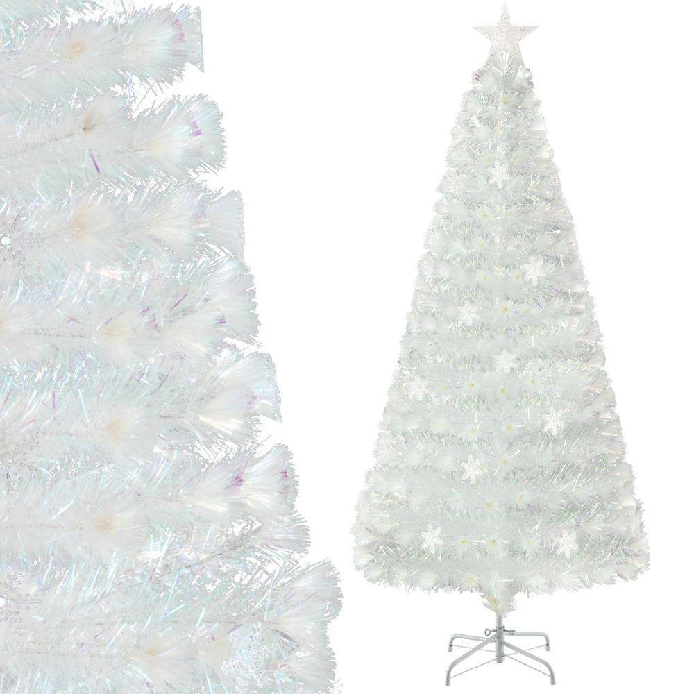 Alt View 2. Resenkos - Resenkos 6-Ft Pre-Lit Artificial Christmas Tree with Iridescent Leaves, White - White.
