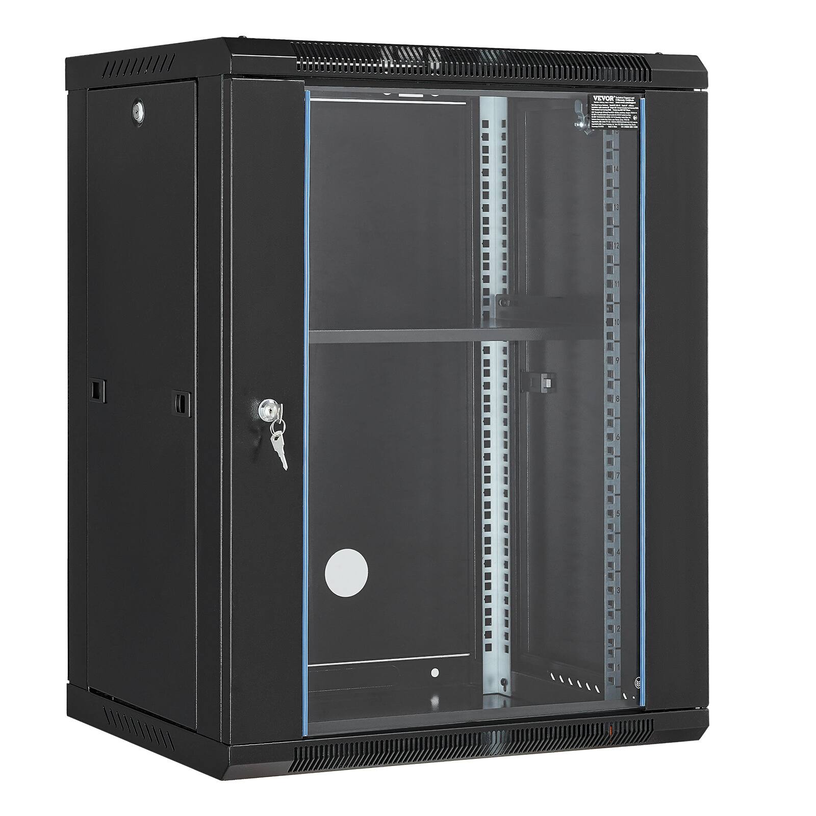 VEVOR - 15U Wall Mount Network Cabinet, 500 lbs Max. Ground Load Capacity, Server Rack Cabinet Enclosure - Black