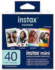 i 10 - InSTAX r | I TM instax FUJIFILM Simulated images. Sprinkles Heart Sketch Mermaid Tail Rainbow TM instax mini 40 INSTANT 1-10 C. instax FILM mini VARIETY Sprinkles Instant MULTI-PACK Film Pack 1-10 C. instax mini Heart Sketch Instant Film Pack Total Exposures 1-10 . instax mini Mermaid Tail Instant Film Pack 1-10 . instax mini Rainbow Instant Film Pack (See Side Panel For Details)