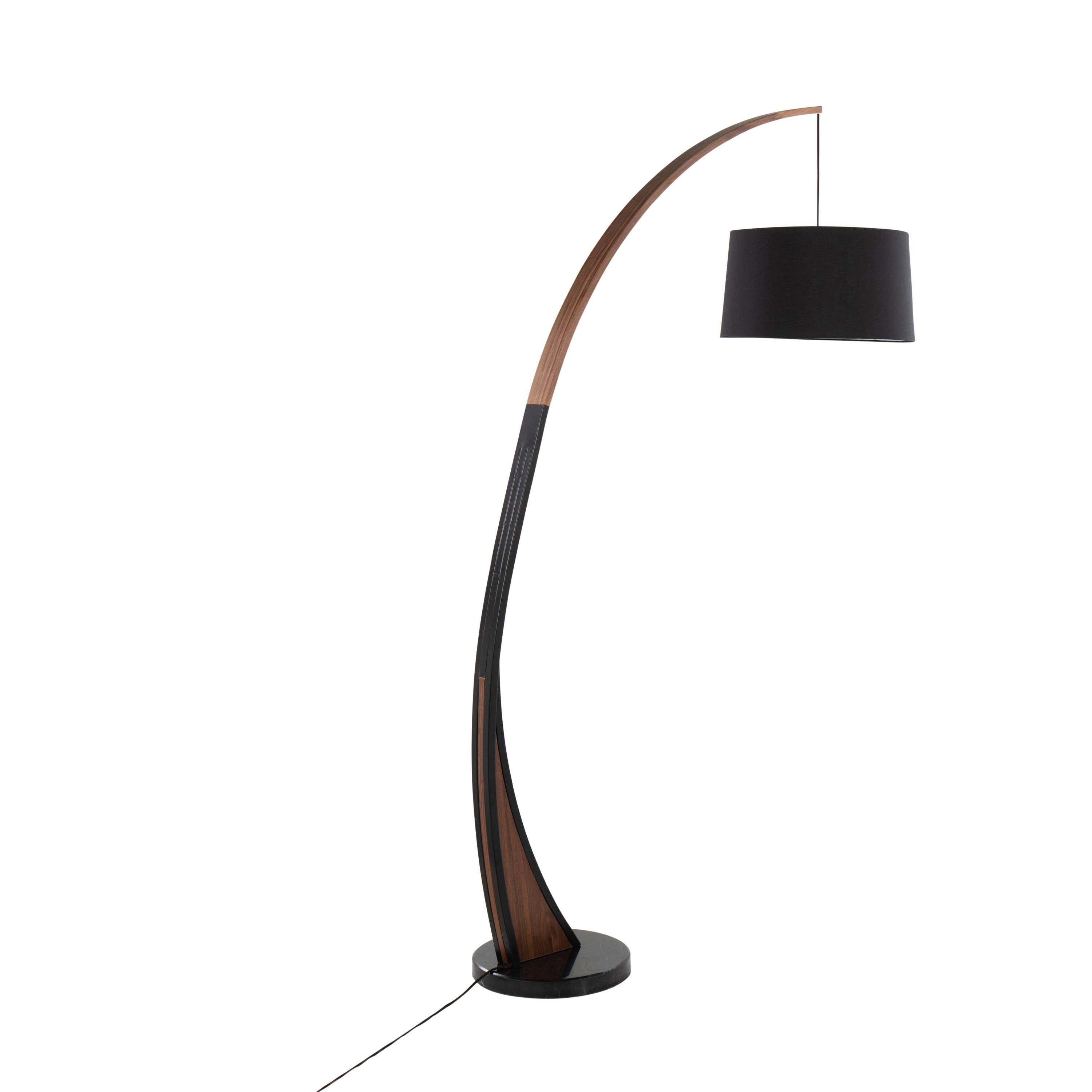 Back. APRILSOUL - Noah Mid-Century Modern Floor Lamp with Walnut Wood Frame and Marble Base by LumiSource - Walnut.