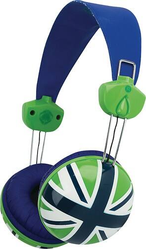 Angle Standard. Merkury Innovations - Union Jack Navy Universal Headphone - Blue/Green.