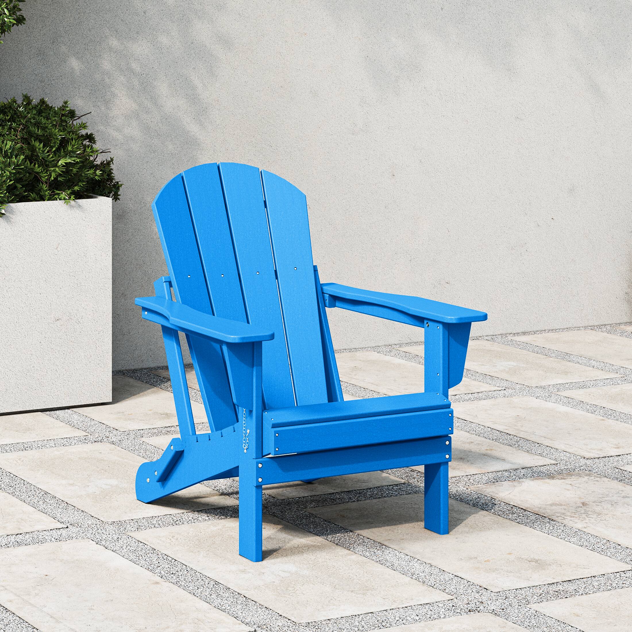 Angle. WestinTrends - WestinTrends Malibu HDPE Outdoor Patio Folding Poly Adirondack Chair - Pacific Blue.
