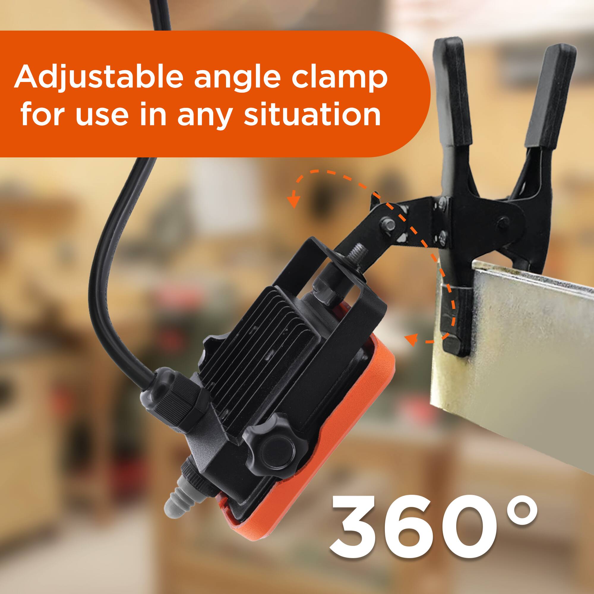 Adjustable angle clamp for use in any situation  
360°
