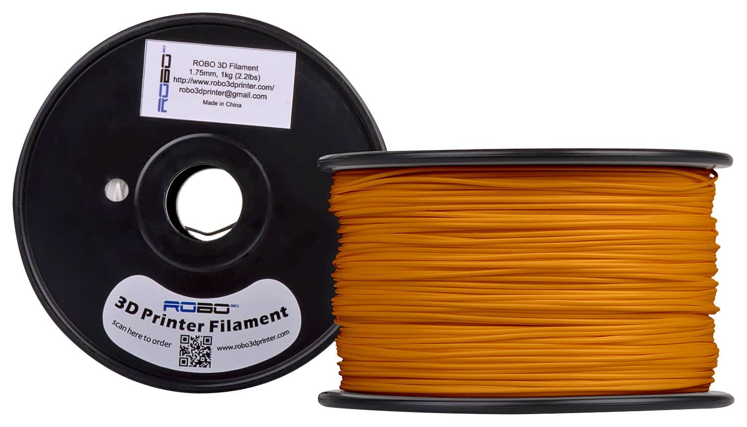 Front. Robo 3D - 1.75mm ABS Filament 2.2 lbs. - Tiger Orange.