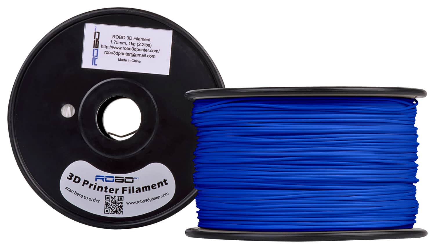 Front. RoBo 3D - 1.75mm PLA Filament 2.2 lbs. - Galvanized Blue.