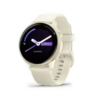 Garmin - vívoactive 6 GPS Smartwatch 42 mm Fiber-reinforced polymer - Lunar Gold with Bone Band - Front_Zoom