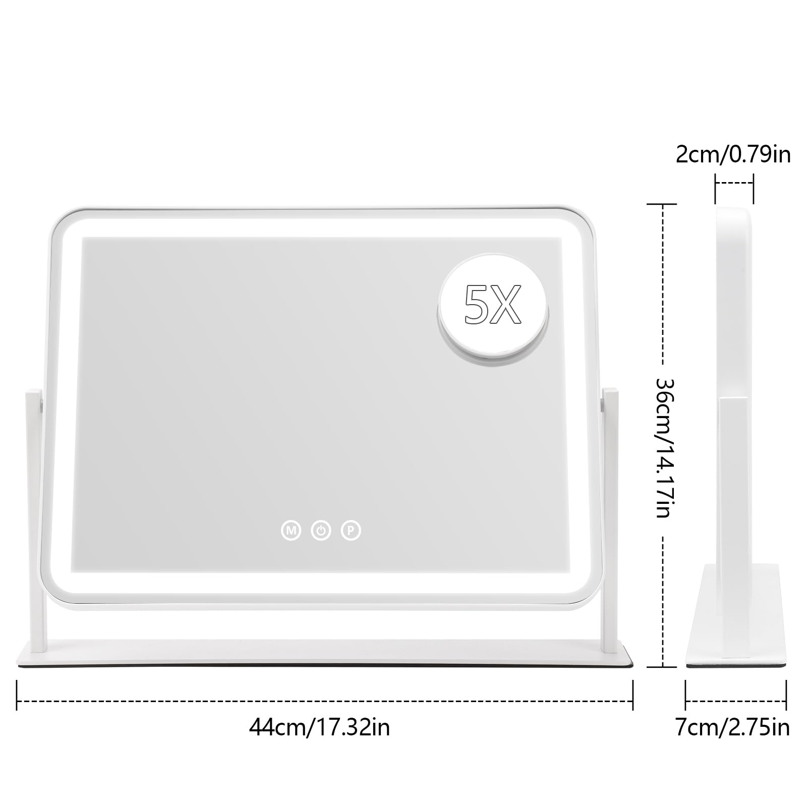2cm/0.79in  
5X  
36cm/14.17in  
44cm/17.32in  
7cm/2.75in