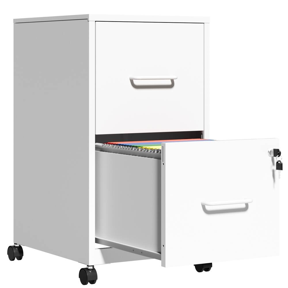 Alt View 8. Loheer - Loheer 2 Drawer File Cabinet with Lock and Wheels Black Metal Under Desk Storage for Letter Legal Files.