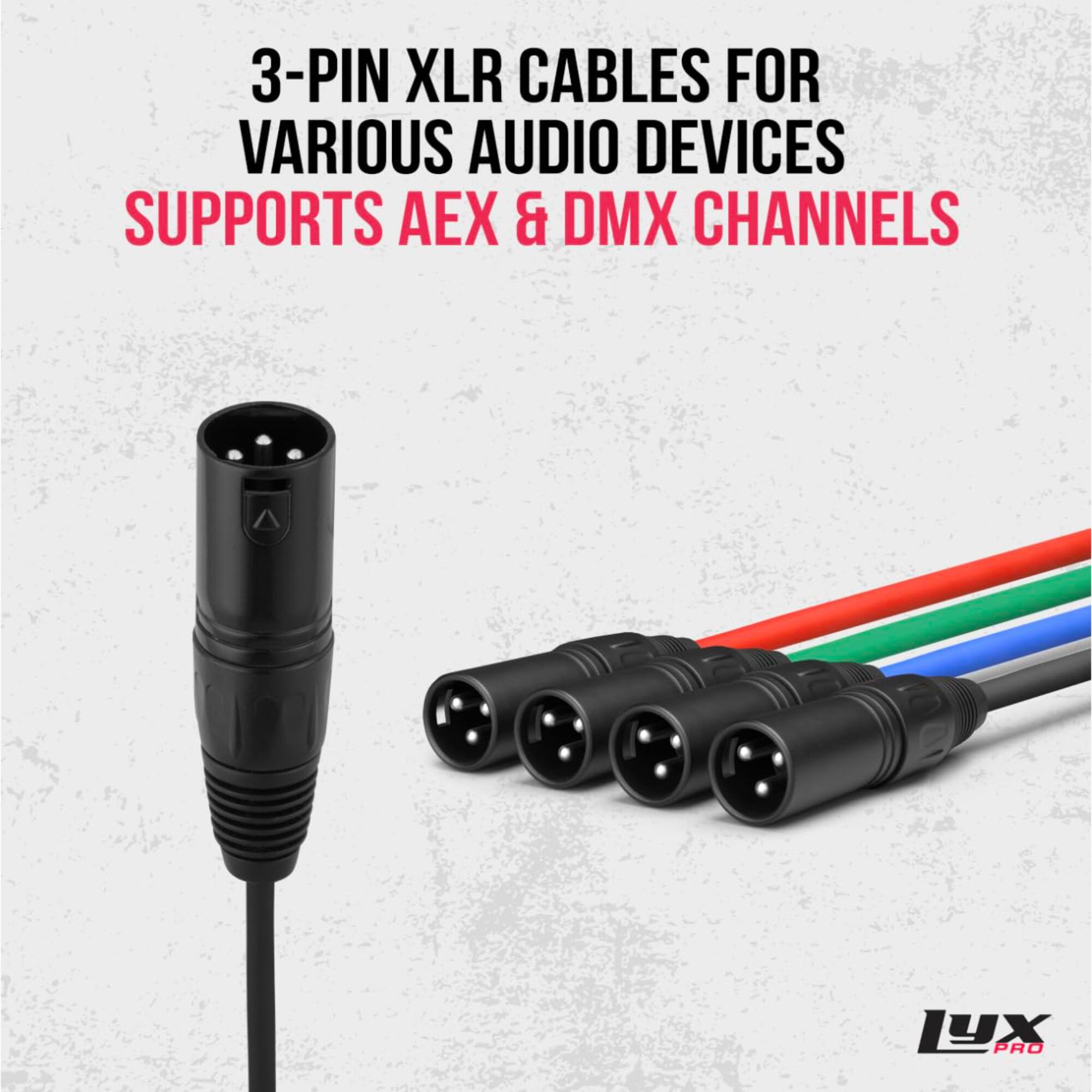 3-PIN XLR CABLES FOR VARIOUS AUDIO DEVICES SUPPORTS AEX & DMX CHANNELS LYX PRO