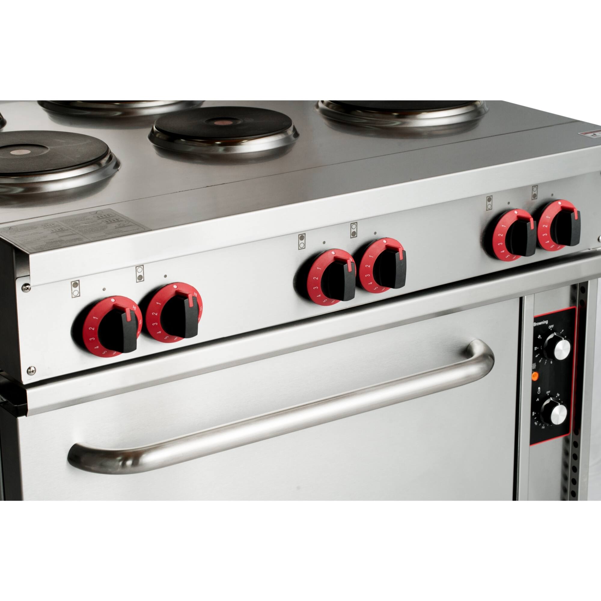 Alt View 6. Koolmore - 36 In. Commercial Electric Range with 6 Burners and 1 Standard Electric Oven in Stainless Steel - 208V 3 Phase - Stainless-Steel.