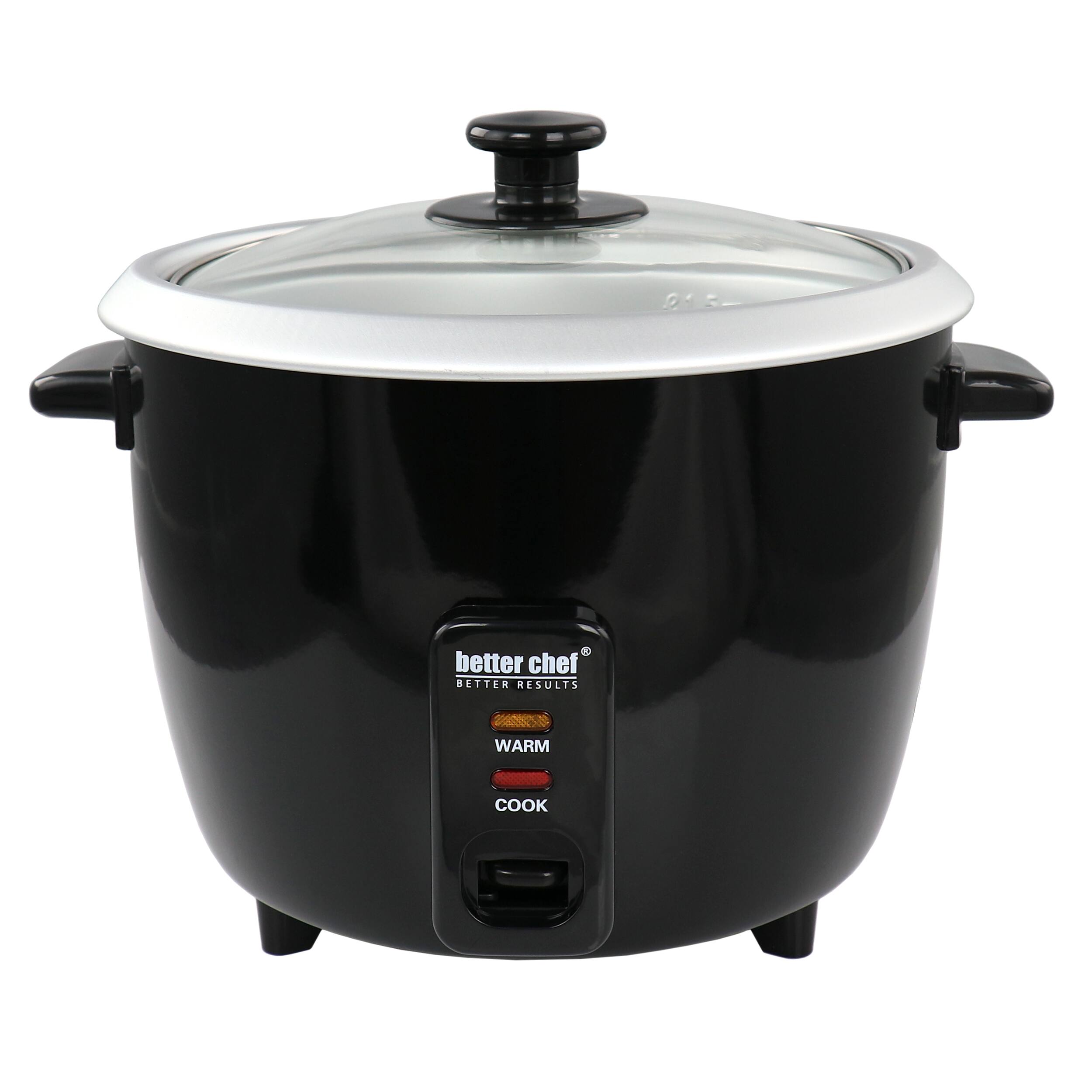 Better Chef - 8 Cup Automatic Rice Cooker With Rice Paddle and Measuring Cup - Black