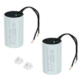Unique Bargains - 2pcs 30uF CBB60 Running Capacitor, AC 450V 2 Wires 50/60Hz Cylinder 70x41mm for Water Pumps, Washing Machines - Gray