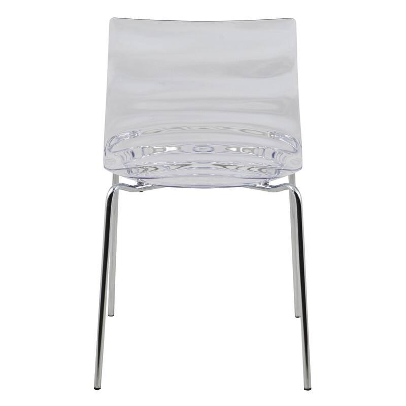 LeisureMod - Astor Modern Plastic Side Dining Chair with Ripple Design and Chrome Metal Legs Accent Side Chair for Home or Office - Thumbnail 4