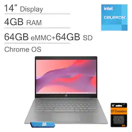 HP - 14" Chromebook - Intel Celeron N4500 2021 - 4GB Memory - 128GB Storage - Modern Grey