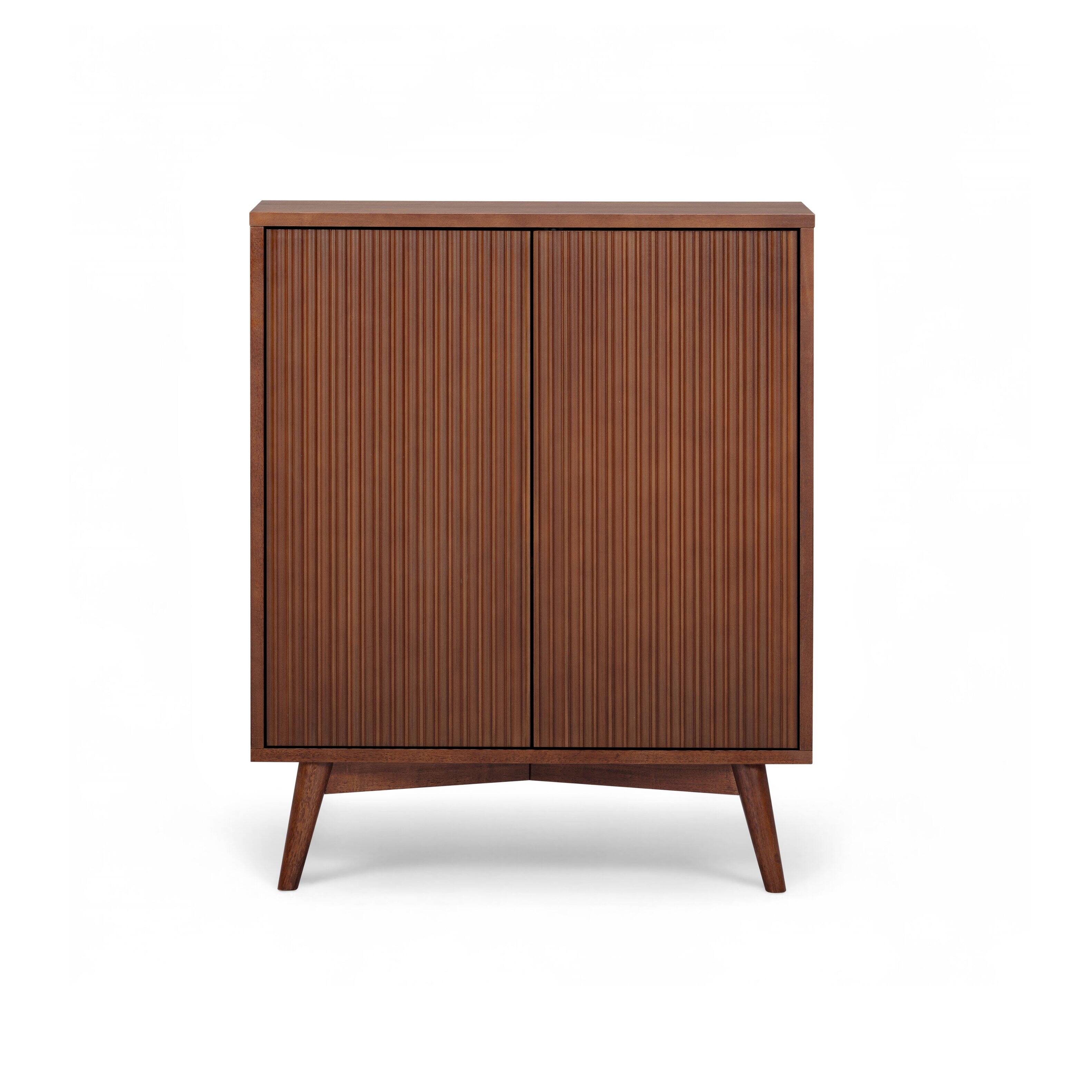 Back. Teamson Home - Tremolo Accent Cabinet with 2 Doors & Adjustable Shelves with Wood Fluted Fronts - Brown.