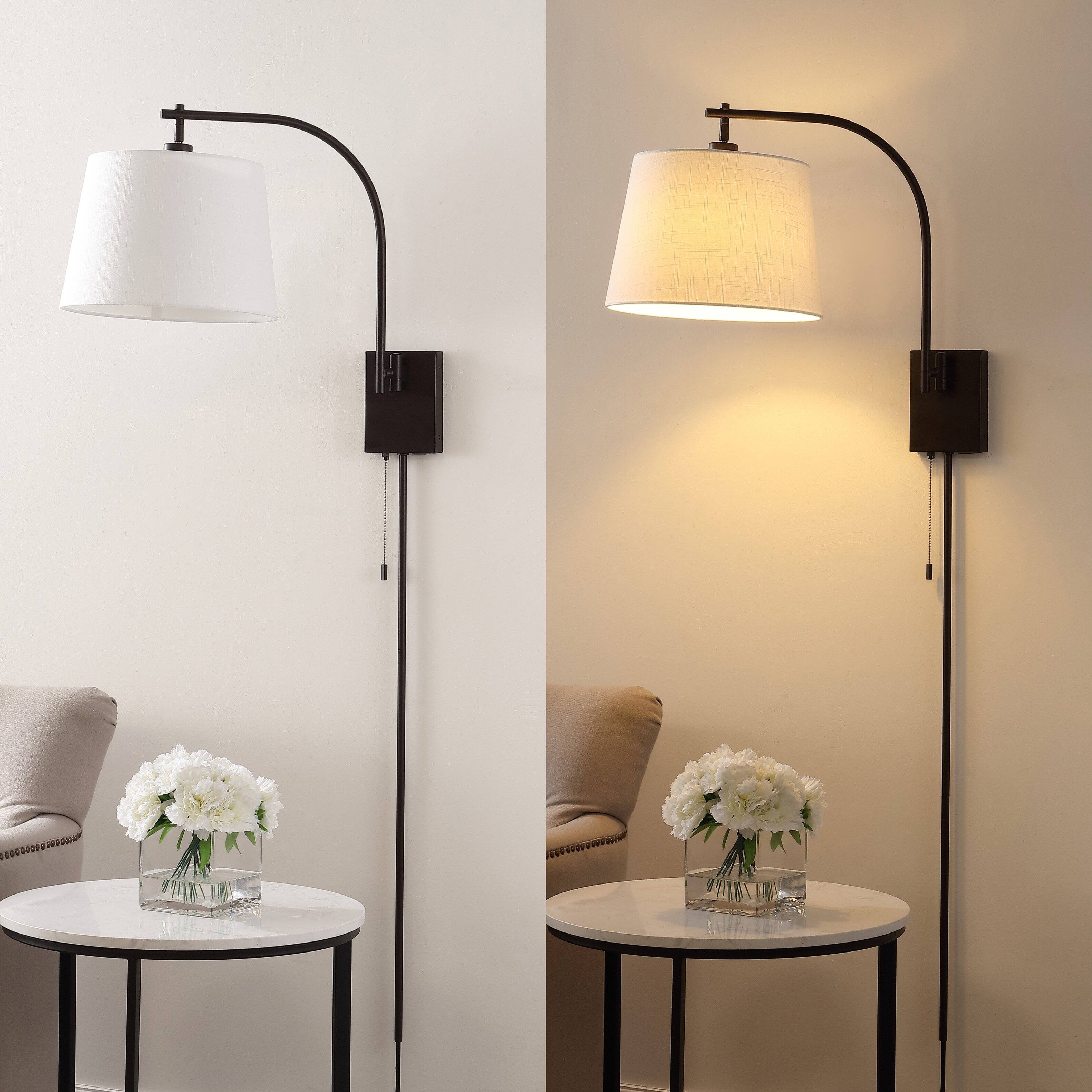 Alt View 4. Jonathan Y - Gosling 22.5" Plug-In or Hardwired Iron Gooseneck Swing Arm Sconce with Pull-Chain and Charging Port, Oil Rubbed Bronze - Oil Rubbed Bronze.