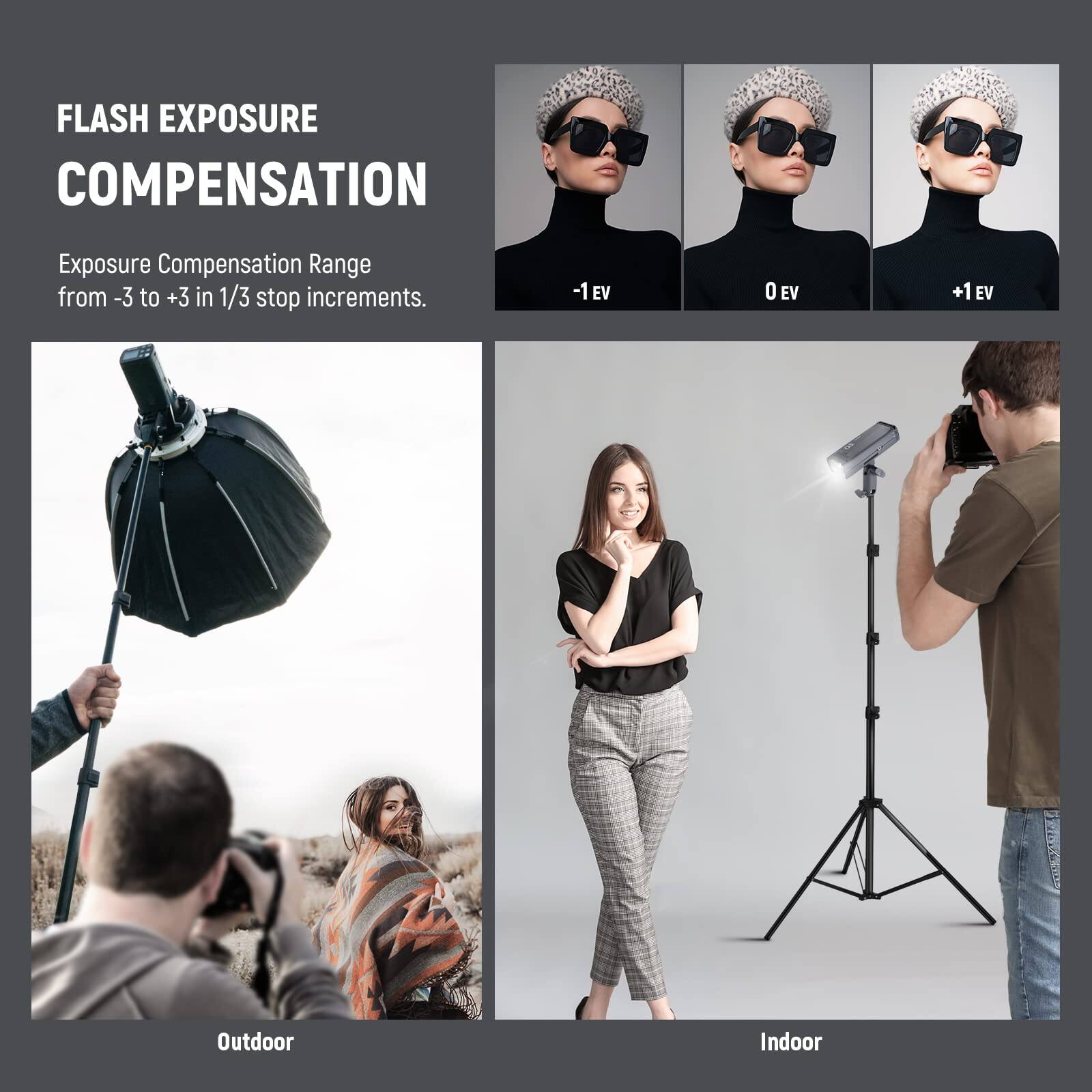 FLASH EXPOSURE COMPENSATION

Exposure Compensation Range from -3 to +3 in 1/3 stop increments.

-1 EV 0 EV +1 EV

Outdoor Indoor