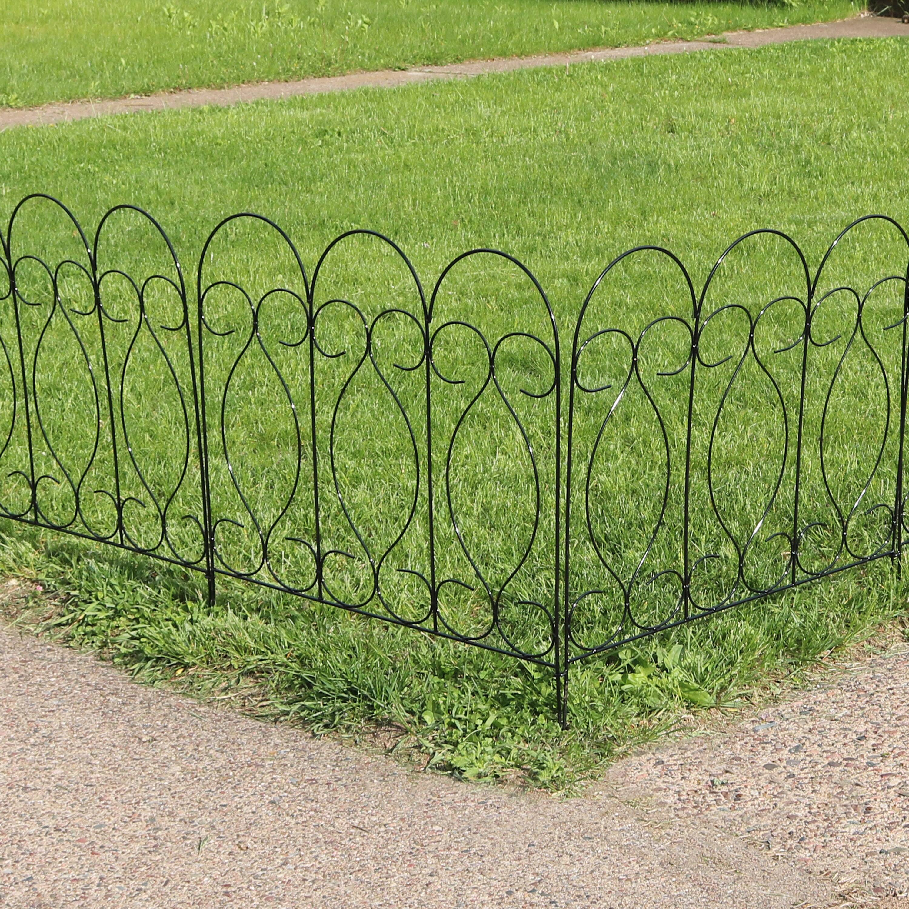 Alt View 3. Sunnydaze - 5-Piece Traditional Iron Garden Border Fencing - 10 ft - Black.