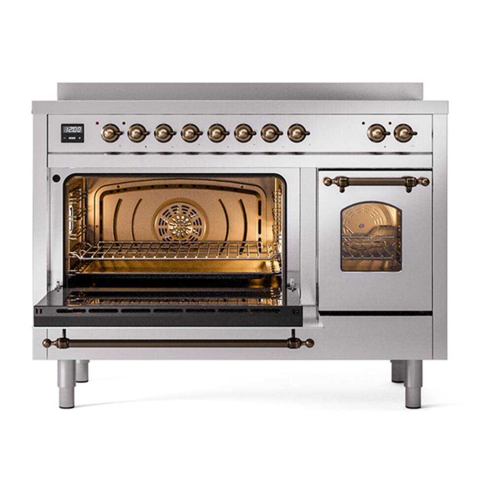 Alt View 3. ILVE - ILVE Nostalgie II Series 48 in. Induction Range with 6 Induction Elements (Burnished Trim) - Stainless Steel.