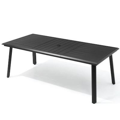 Alt View 4. Crestlive Products - Crestlive Products Rectangle Outdoor Dining Table 38inWx82.7inL Umbrella Hole - Black.